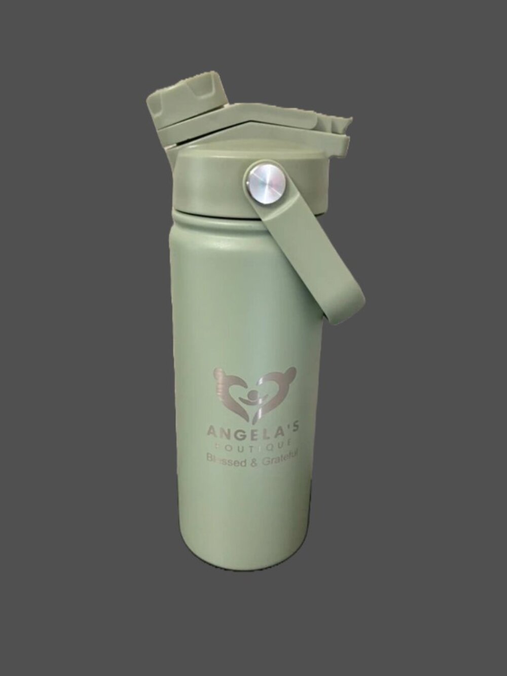 Sage Green Insulated Water Bottle with Flip Lid